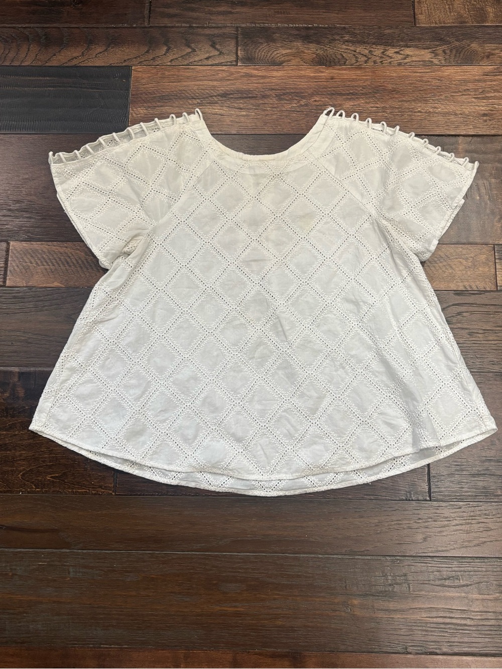 Madewell White Eyelet Short Sleeve Top Size S